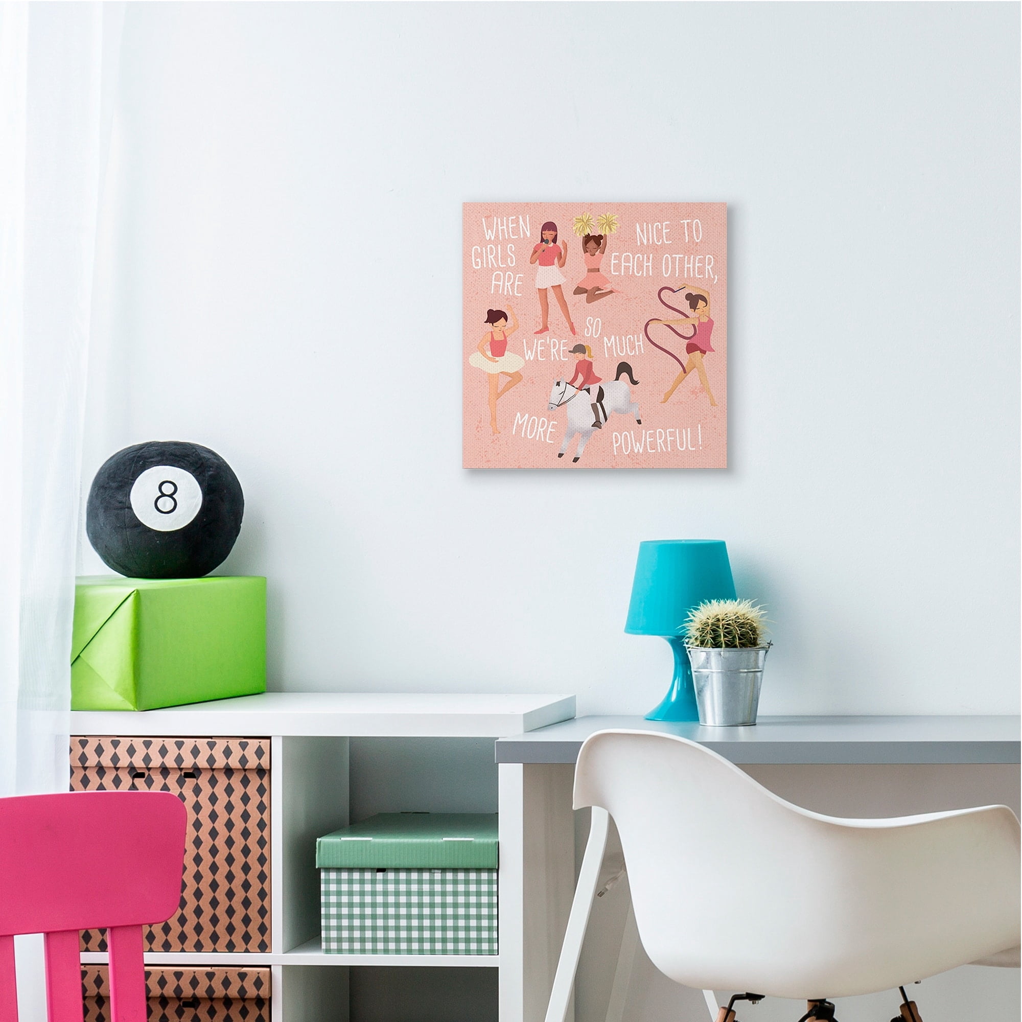 Stupell Industries Girls are More Powerful Phrase Children's Sports Illustration Canvas Wall Art, 24 x 24, Design by Ziwei Li