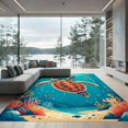 thumbnail image 2 of ODIKA 8'x10' Ultra-Soft Area Rug, Sea Turtle Ocean Animal Design With Coral Reef And Marine Life Border None Washable, Bare feet friendly, Silk-Touch for Bedroom, Under Sectional, 2 of 7
