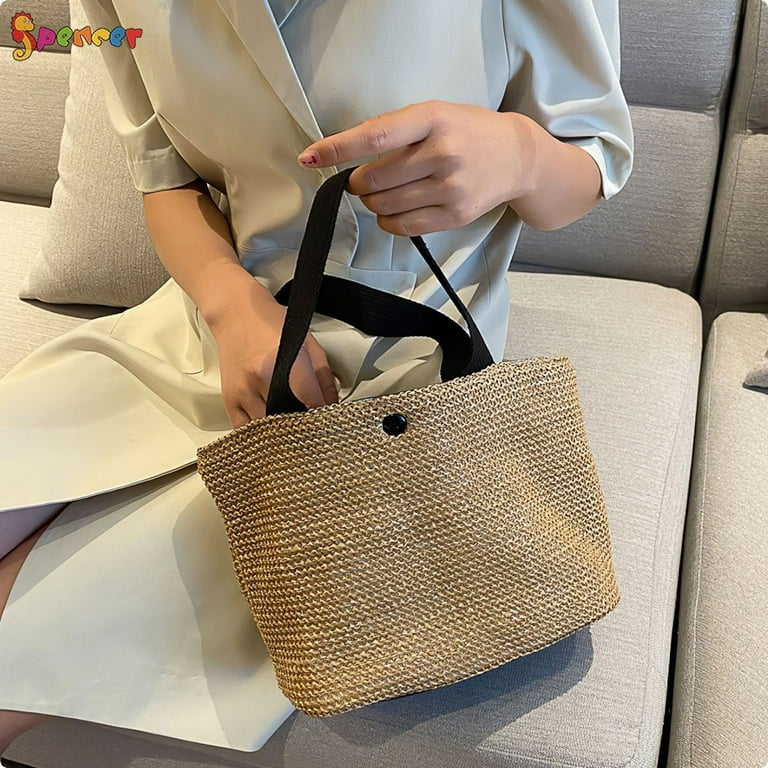 2023 Raffia Rattan Woven Women Shoulder Bag Letter Printed Handbag