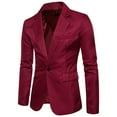 thumbnail image 2 of SWSMCLT Men's Business Casual Suit Jacket Sport Coat Slim Fit Notch Collar Snazzy Split Suit Separate Long Sleeve Burgundy 38, 2 of 3
