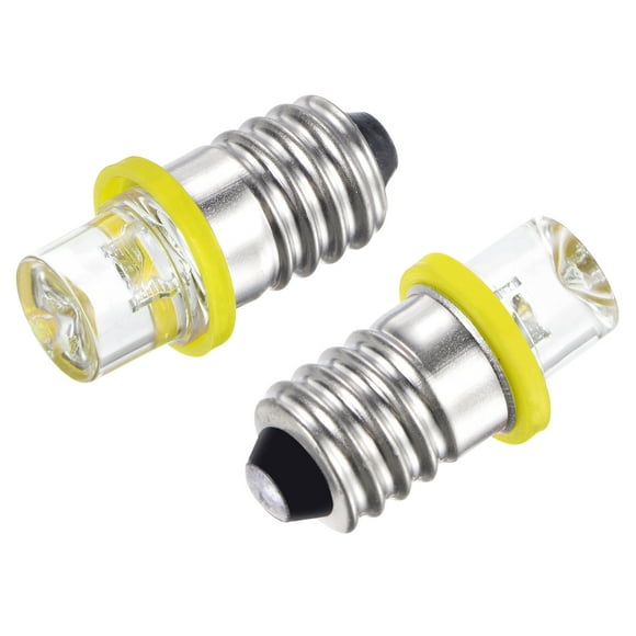 Unique Bargains 6V 0.25W E10 Hollow Head Mini LED Bulbs Lights with Box Yellow 10 Count