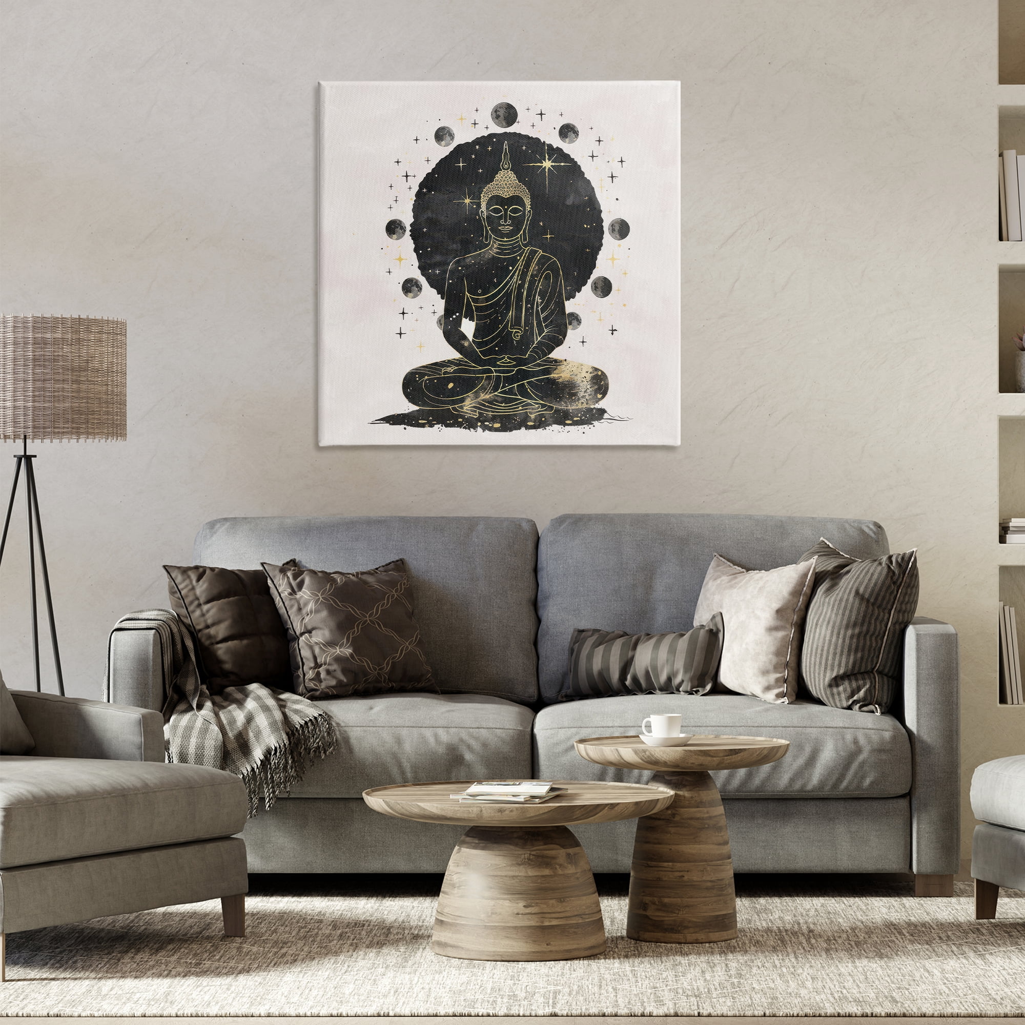 Stupell Industries Gilded Sitting Buddha Religious & Spiritual Painting Wrapped Canvas Art Print Wall Art, 30 x 30
