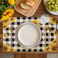thumbnail image 4 of Sunflower Checked Placemats Set of 4, Vintage Garden Floral Bees Farmhouse Placemats for Dining Table, Place Mats for Kitchen Tabletop, Waterproof Wipeable Dining Table Mats Set, 4 of 9