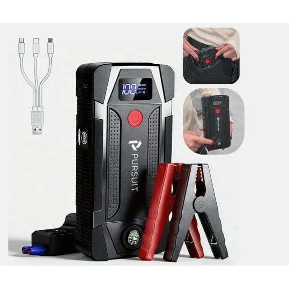 Portable Car Jump Starter,12V Battery Booster Pack(Up to 6.0L Gas and 4.0L Diesel Engines), 6400mAh Jump Box Power bank with LCD Display and 3 Modes Flashlight