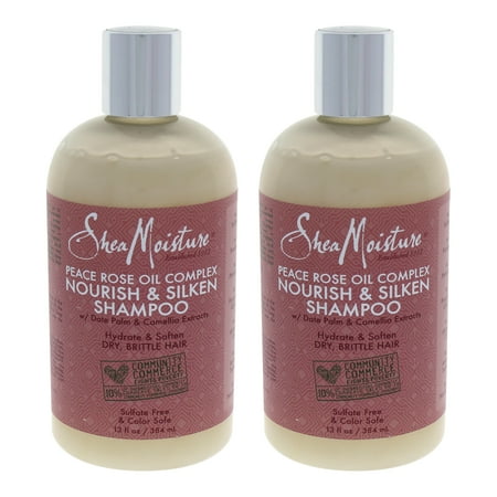 S701 Silken Rose - Peace Rose Oil Complex Nourish and Silken Shampoo by Shea Moisture for Unisex - 13 oz Shampoo - Pack of 2