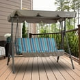 thumbnail image 4 of Kozyard Alicia Patio Porch Swings with Comfortable Cushion ( 3 Seats Blue ), 4 of 6