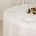thumbnail image 3 of Efavormart 120" White Fringe Shag Polyester Round Tablecloth, 3 of 11