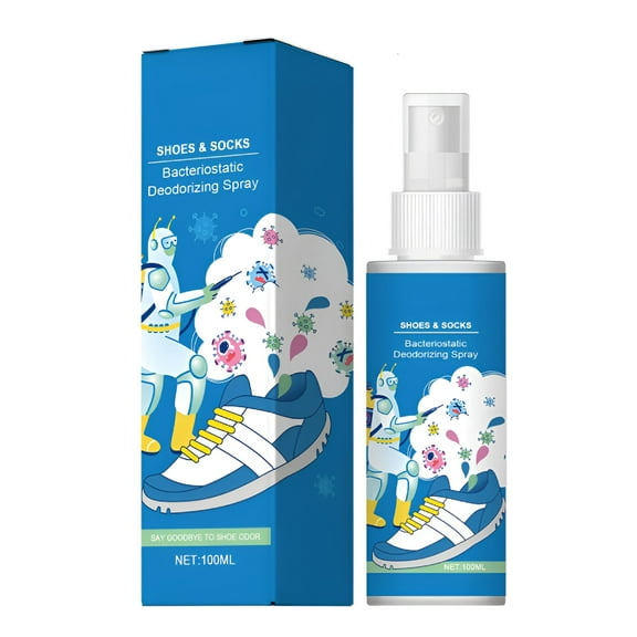 RAGUPEL Shoe Deodorizer Spray, 3.4 fl oz Foot Odor Eliminator for Sneakers & Boots, Antibacterial Formula with Fresh Mint Scent, Safe for All Fabrics, Blue