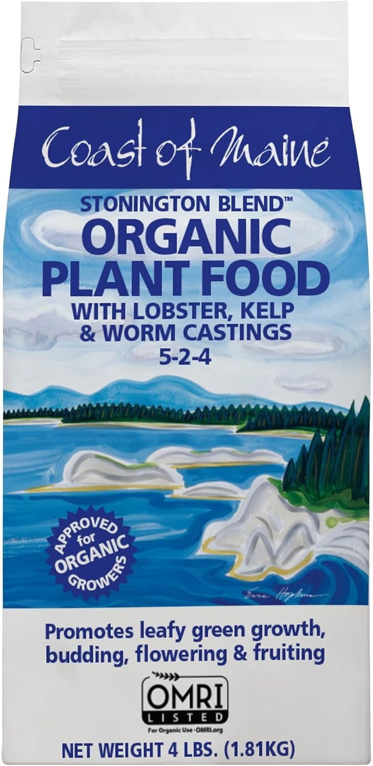 Coast Of Maine Stonington Blend Organic Plant Food - Lobster, Kelp, Worm Castings - 4 lbs — Outdoor & Indoor Plant Use, Easy Application
