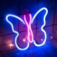 thumbnail image 1 of Letreros de neón de mariposa, luces para decoración de pared de dormitorio, USB o batería LED, luz nocturna de neón, decoración de pared, decoración estética de habitación para niñas (azul/rosa), 1 of 5
