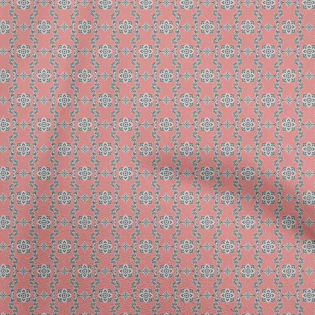 oneOone Silk Tabby Pink Fabric Damask Scroll Sewing Material Print Fabric By The Yard 42 Inch Wide