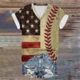 thumbnail image 1 of Fiudx Liquidación de Ahorros de Verano Top de Manga Corta con Cuello En V Estampado Del Día de La Independencia para Mujer Top/Camisa de Manga Corta con Cuello En V, 1 of 4