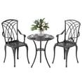 thumbnail image 1 of Outsunny Ensemble Bistro de Patio 3 Pcs, Table Basse avec Trou pour Parasol, Brun, 1 of 10