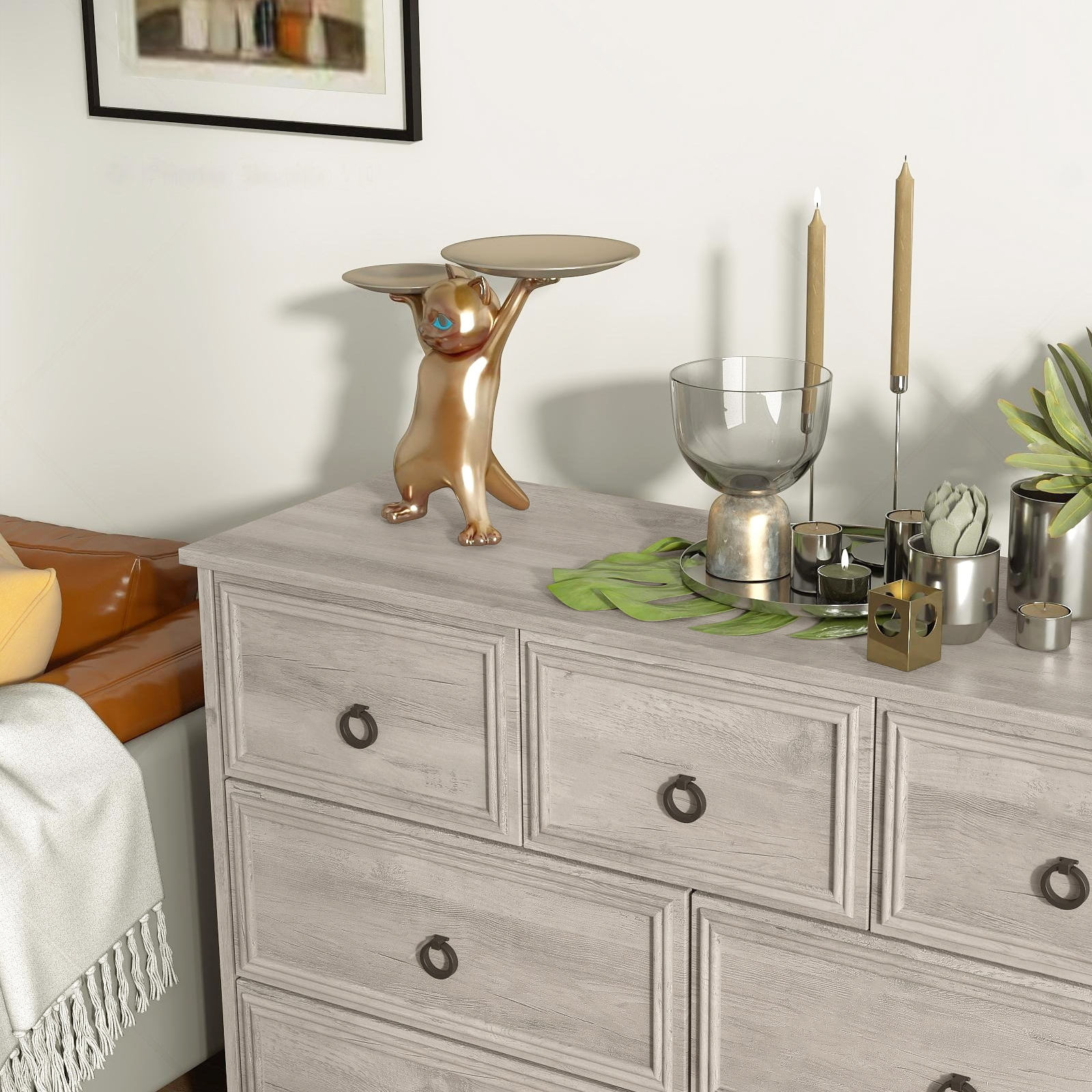 HUJAUU 7 Drawer Dresser, Modern Wood Chest of Drawers for Bedroom, Living Room, Closet, Hallway, Nursery, Gray