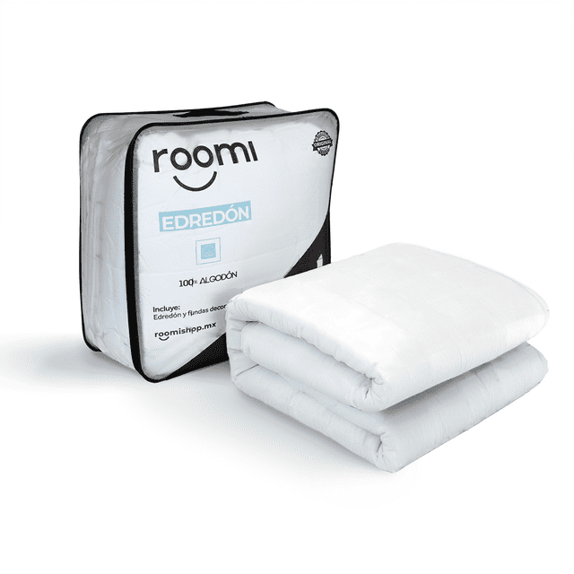Edredón Matrimonial/Queen Size Blanco Roomi 100% Algodón + Funda Decorativa