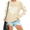 thumbnail image 5 of Fznquz Cute Women's Sweatshirts Love Heart Printed Valentines Day Sweatshirts Loose 2026 Beige Plus Size Fashion XS, 5 of 8
