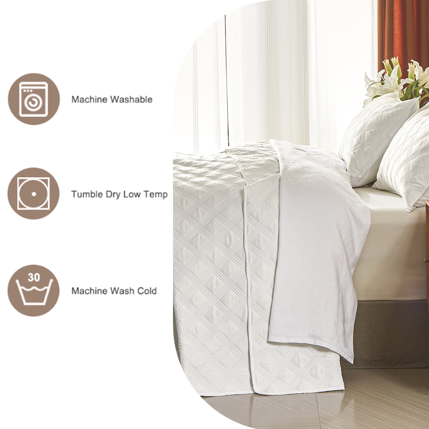 Davulos 3-Piece King Quilt Sets with Shams Soft Lightweight Coverlet Bedding Set Reversible Summer Coverlet，