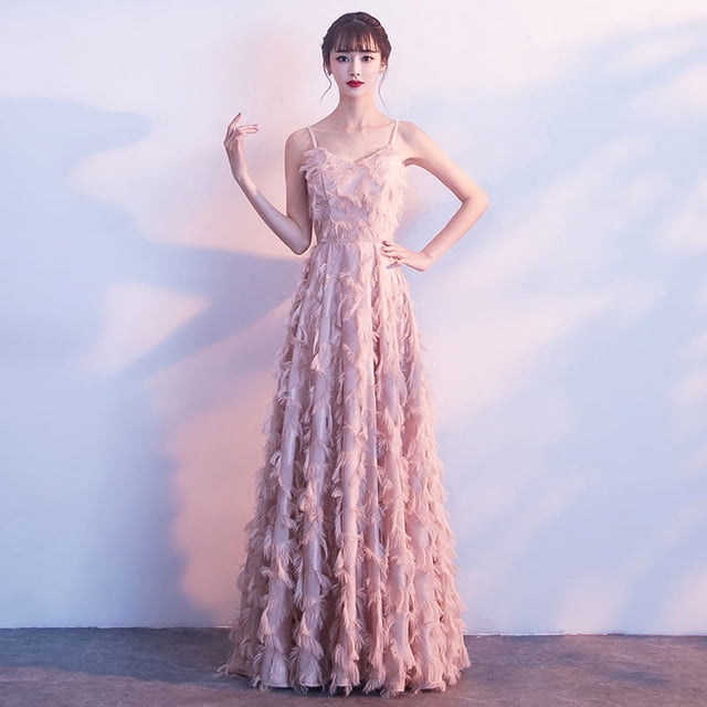 Vestido de noche elegante con tirantes para estudiantes, graduación, rosa, banquete, dama de honor