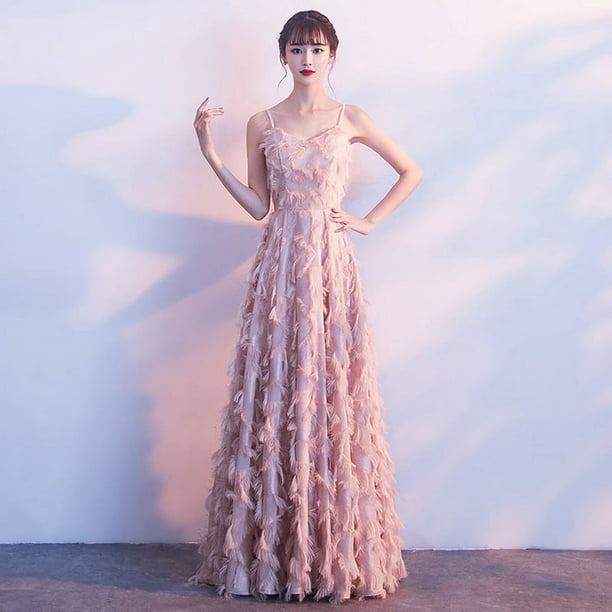 Vestido de noche elegante con tirantes para estudiantes, graduación, rosa, banquete, dama de honor