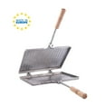 thumbnail image 2 of Aluminum Flip Pan Toaster Snack Maker, Wooden Handles Stove Top Hot Sandwich Maker, Camping Toast Maker, 2 of 4