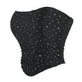 thumbnail image 2 of Luxalzxs Womens Mesh Sparkly Rhinestones Boned Overbust Corsets Bustiers Waist Cincher Strapless Bandeau Tube Crop Tops, 2 of 5