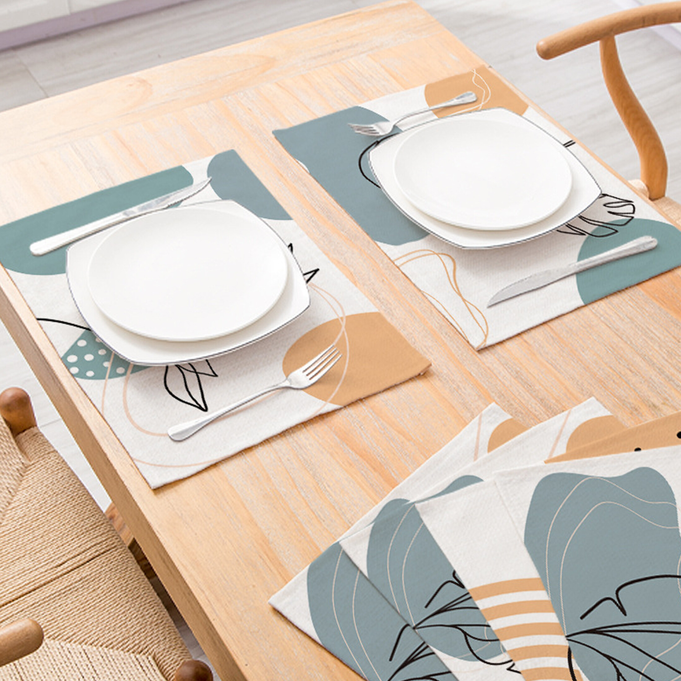 4 PCS Table Mat Easy to Clean Waterproof Heat Resistant Square Kitchen