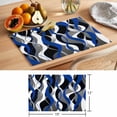 thumbnail image 6 of Blue Grey Stripes Placemats Set&nbsp;of&nbsp;6 Abstract Line Geometric Blue Black Gray White Striped Heat Insulation Washable Place Mats, Non-Slip Table Mats for Dining Table Party Kitchen,13x19 Inch, 6 of 9