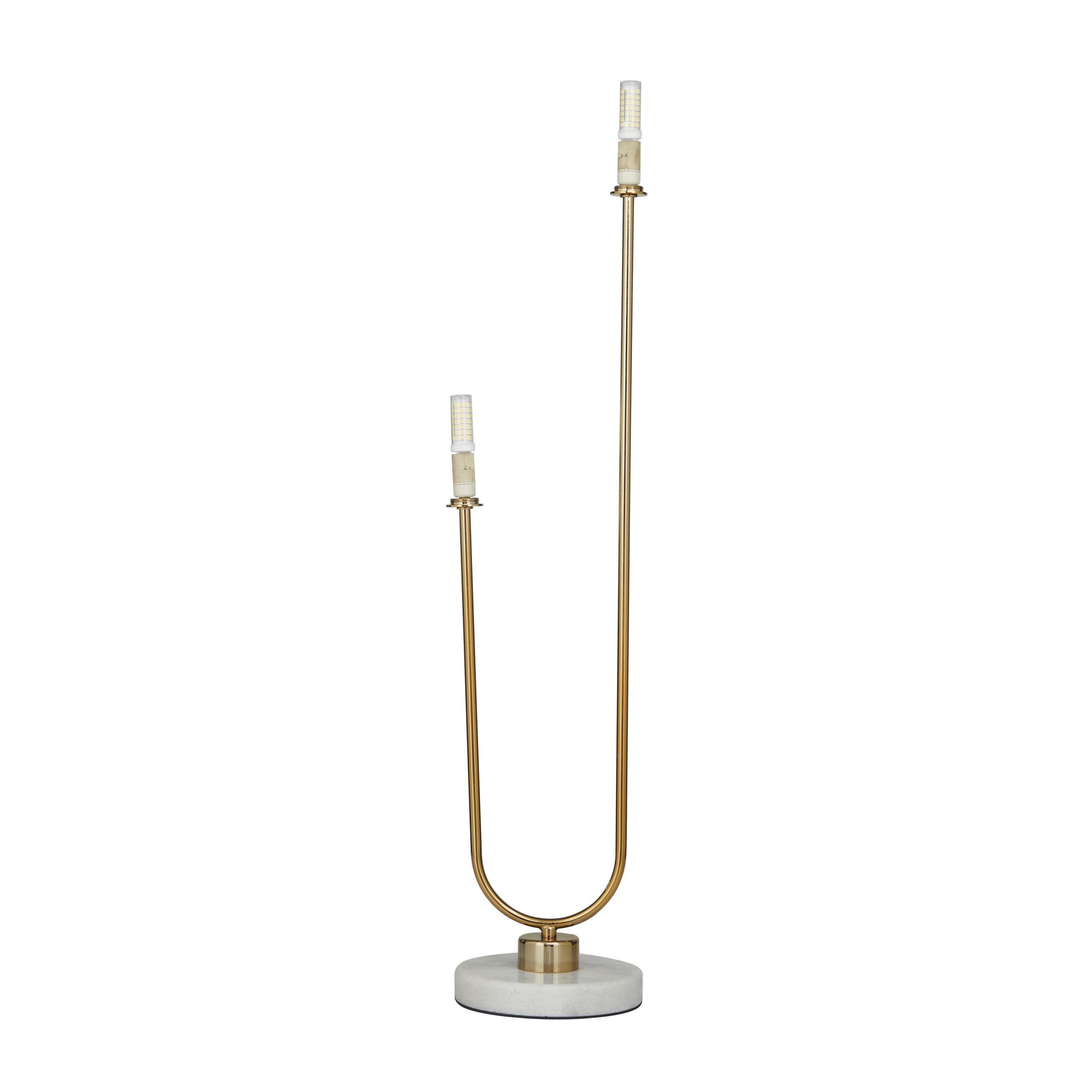 DecMode 31" 2 Light Curved Orb Gold Table Lamp with White Glass Shade