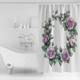 thumbnail image 4 of Small Stall Shower Curtain 36x72 Inch Narrow Half Size Purple Rose Bath Curtains Bathroom Decor Flower Floral Spring Watercolor Green Leaf Waterproof Fabric Shower Curtain Set with Hooks 36 Inch, 4 of 6