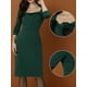 thumbnail image 2 of Vestido elegante Allegra K escote cuadrado manga 3/4 Verde S, 2 of 5