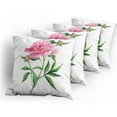 thumbnail image 5 of Ambesonne Nature Throw Pillow Cover 4 Pack, Vintage Peony, 20", Pink White Green, 5 of 7