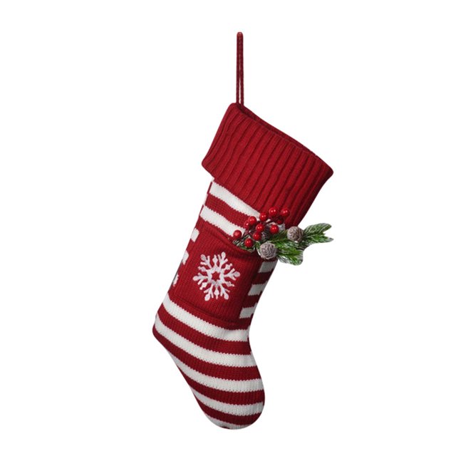 Bearachild Calcetines navideños para perros y gatos, bolsa colgante reforzada que se puede decorar fácilmente en cualquier posición. Kits de decoración para fiestas Copos de nieve rojos