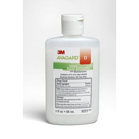 Avagard D Hand Sanitizer 3 oz. Ethyl Alcohol Gel Bottle, 3M 9221 - EACH