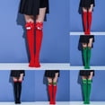 thumbnail image 3 of Lierteer Women Overknee Socks Christmas Diagonal Stripe Thigh High Stockings Japanese Bow Green B, 3 of 8
