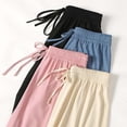 thumbnail image 1 of Pantalones anchos de seda de hielo para mujer, pantalones holgados de verano adelgazantes de cintura alta, pantalones drapeados, pantalones rectos con colgante, pantalones casuales de fregado, 1 of 4