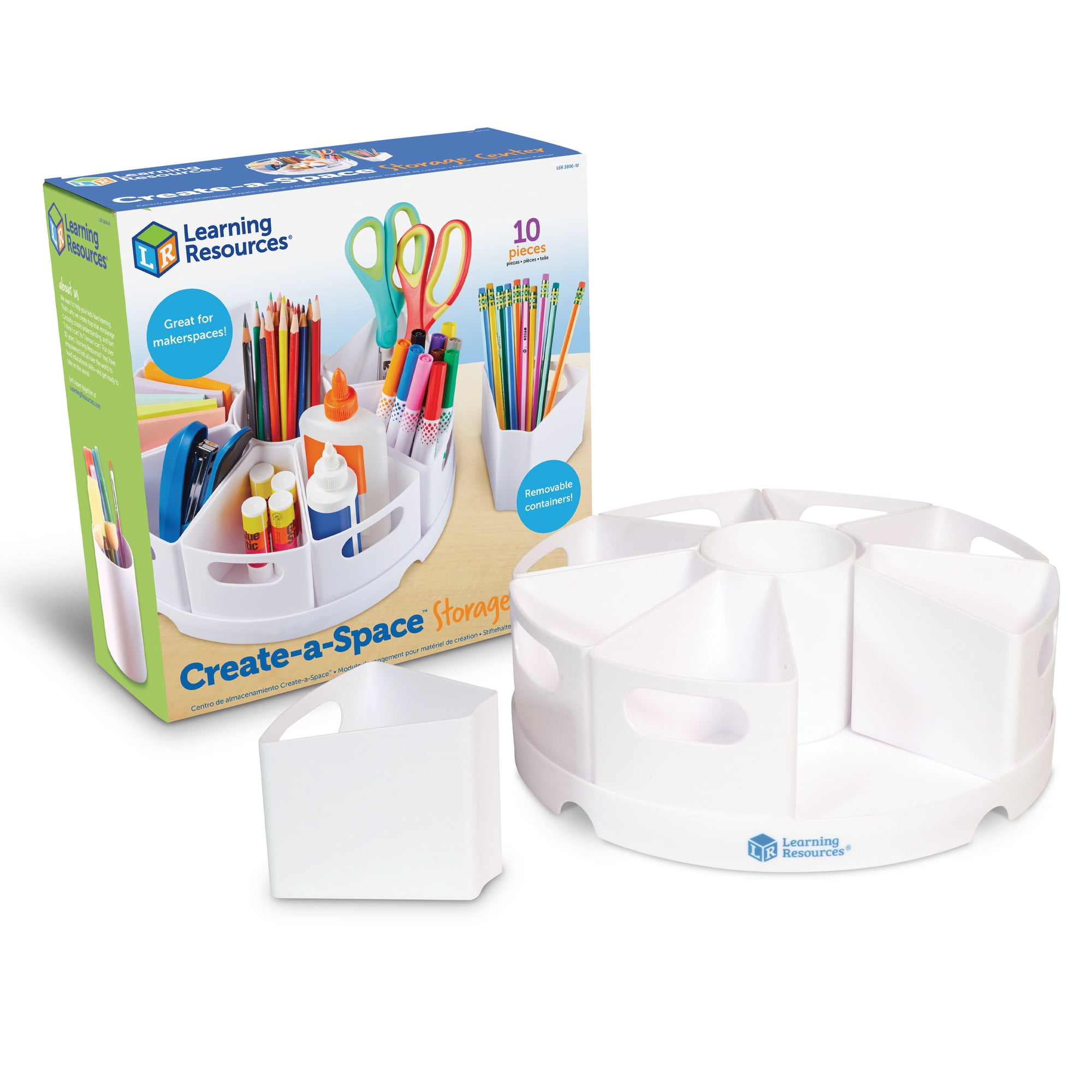 Learning Resources Create-a-Space Storage Center - White 10 Piece Set Perfect for Home and Classroom Organization