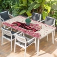 thumbnail image 2 of Valentine's Day Table Cloths for 6 Foot Rectangle Tables, Romantic Love Truck Roses Plaid Beige Patio Waterproof Elastic Fitted Tablecloths, Washable Rectangular Table Cover for Camping, 2 of 8