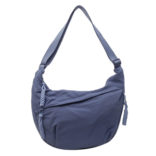 Nylon Shoulder Bag, Large Crossbody Purse, Slouchy Hobo Bag, Multipocket Organizer, Adjustable Strap, Everyday Essential, Versatile Carryall