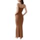 thumbnail image 2 of Txlixc WFaldas largas de tirantes de verano para mujeres, faldas de lazo cuadrado de pasta sólida para clubes de fiestas Txlixc moda, 2 of 5
