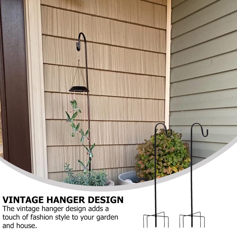 Garden Shepherd Hook Outdoor with 5 Prong Base, Bird Feeder Pole Hanger  Holder Stand, Adjustable Heavy Duty Solar Light Plant Lantern Hanger