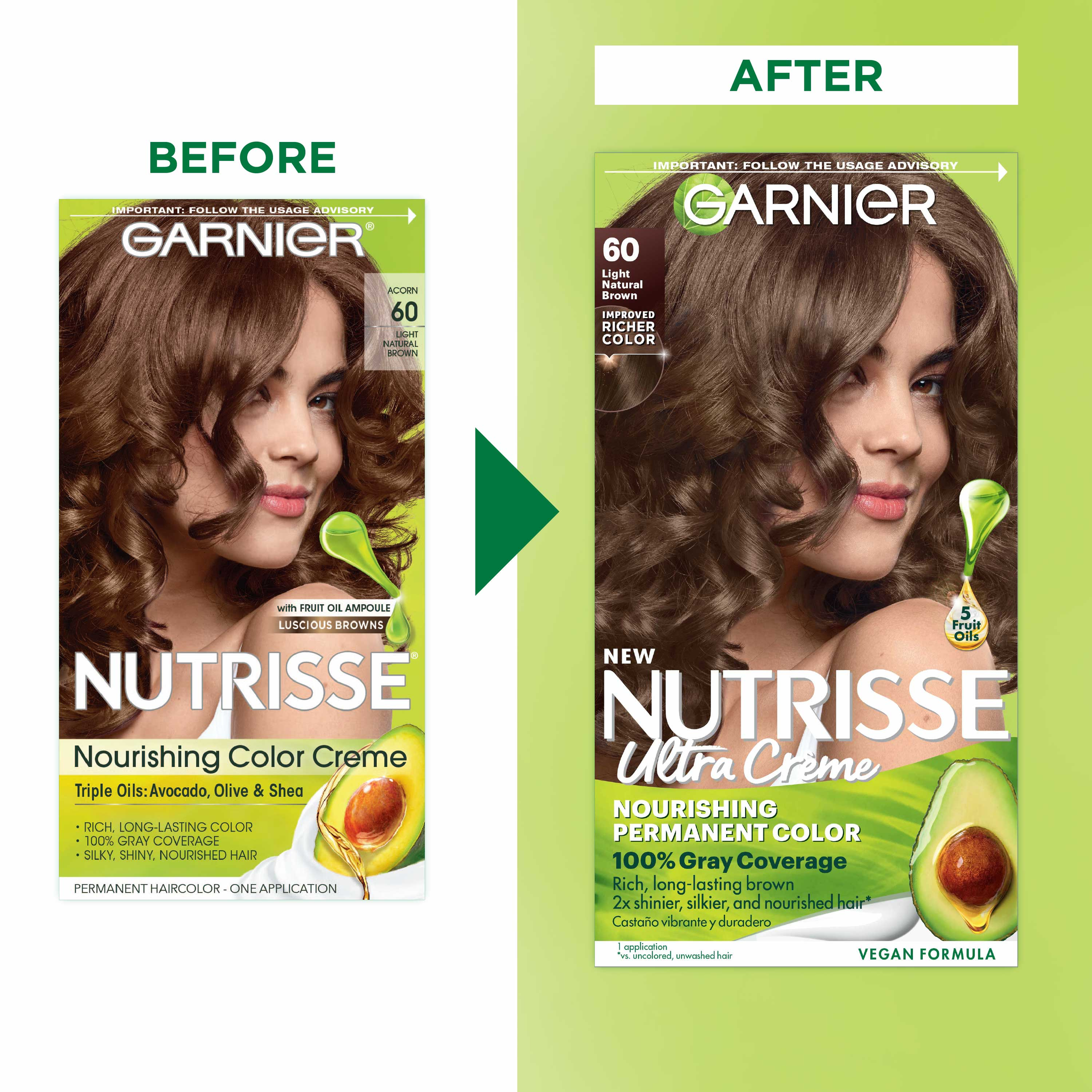 Garnier Nutrisse Nourishing Hair Color Creme, 060 Light Natural Brown Acorn - image 3 of 11
