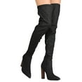 thumbnail image 2 of New Women Cape Robbin Connie-10 Denim Thigh High Pointy Toe Chunky Heel Boot, 2 of 3