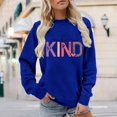 thumbnail image 2 of BODOAO Women's Graphic Sweatshirt Be Kind Crewneck Long Sleeve Pullover Oversized Loose Fit Casual Positive Quote Fall Winter Top for Women Inspirational Fashion Wear Blue 3XL, 2 of 5
