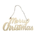 thumbnail image 1 of Letrero de madera de Feliz Navidad, adorno de madera rústico desgastado sin terminar, etiqueta de regalo colgante para árbol de Navidad, decoración para el hogar y la boda, 1 of 4