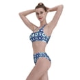thumbnail image 6 of Daiia Vintage Blue printed 2 piece Swimsuit Bikinis for Women High Waisted Racerback Bathing Suits Summer Tummy Control Scoop Neck Swimwear-Large, 6 of 8
