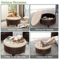 thumbnail image 3 of Nathaniel Home Upholstered 30" Round Storage Button Tufted Ottoman, with Removable Lid, Modern Footrest Stool Bench, Light Brown/Dark Brown, 3 of 8
