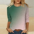 thumbnail image 2 of aidice 3/4 Length Sleeve Womens Tops Casual Round Neck Fitting Tee Shirts Comfy Gradient Color Shirts, 2 of 5