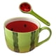 thumbnail image 5 of Taza de cerámica con forma de sandía y cuchara para el desayuno en casa, taza para café con leche, 5 of 6
