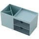 thumbnail image 2 of Organizador de escritorio ABS blanco y azul con 2 cajones y 3 compartimentos | Caja para guardar maquillaje y artículos de oficina, ideal para escritorio, tocador o oficina en casa., 2 of 5