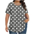 thumbnail image 1 of Hauts pour Femmes en Solde! Tunique Décontractée Grande Taille pour Femmes Manches Courtes Col Rond T-Shirts Ample Plissé Blouse d'Été, 1 of 5